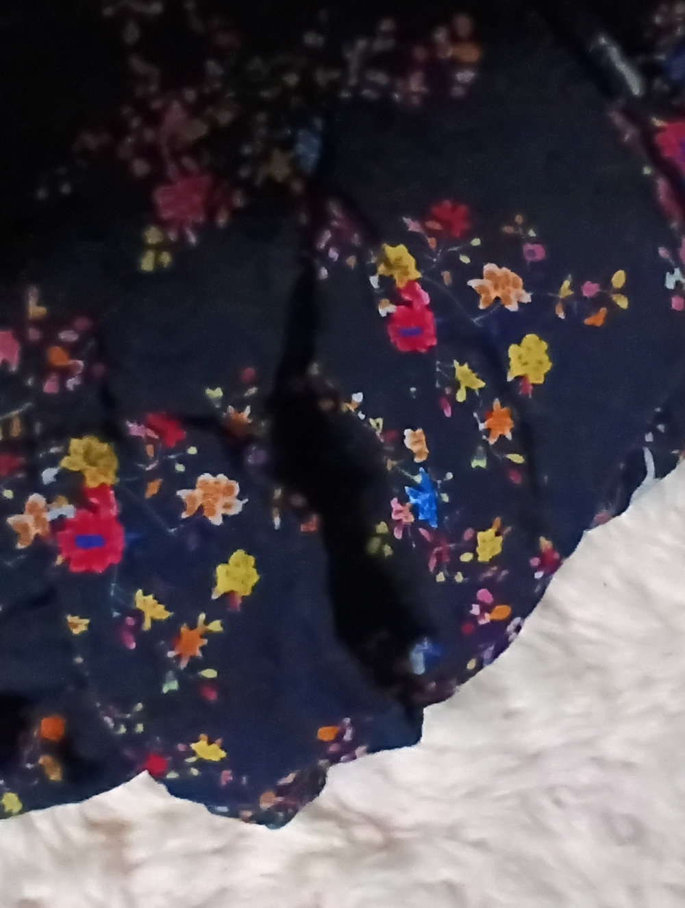 Floral Navy Blue Multi Color Flower Overall Dress Sz L - Picture 3 of 8